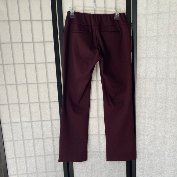 NY&Co Plum / Burgundy High Waisted Straight Leg Whitney Pull-On Pants - Picture 4 of 9